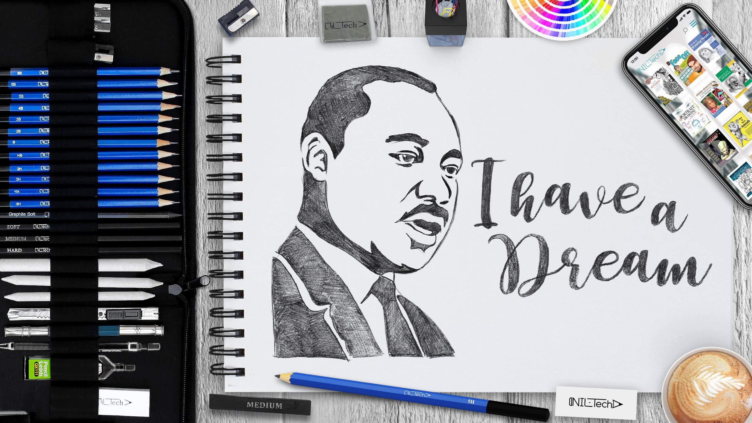 How to draw martin luther king jr step by step nil tech