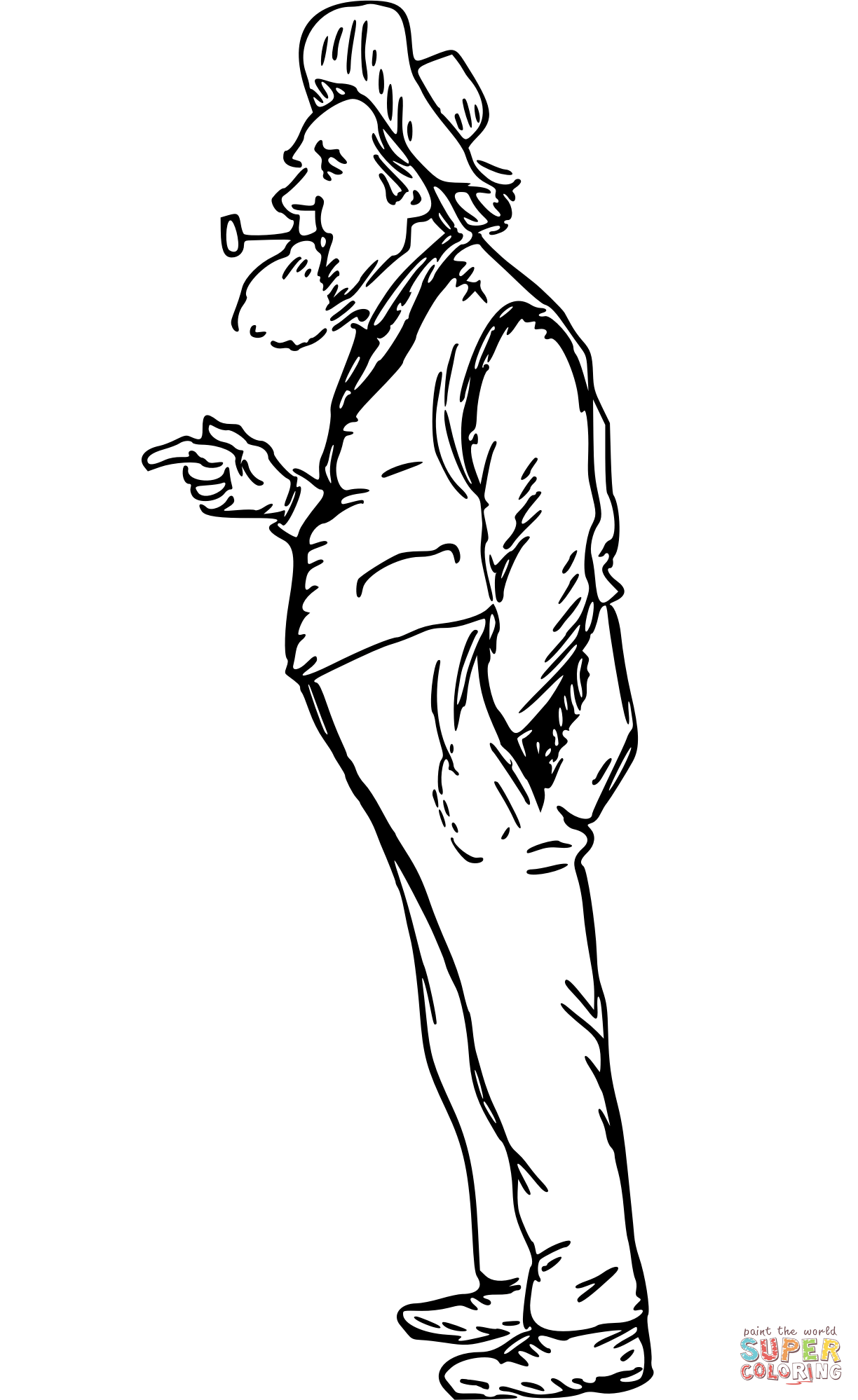 Vintage old man pointing coloring page free printable coloring pages