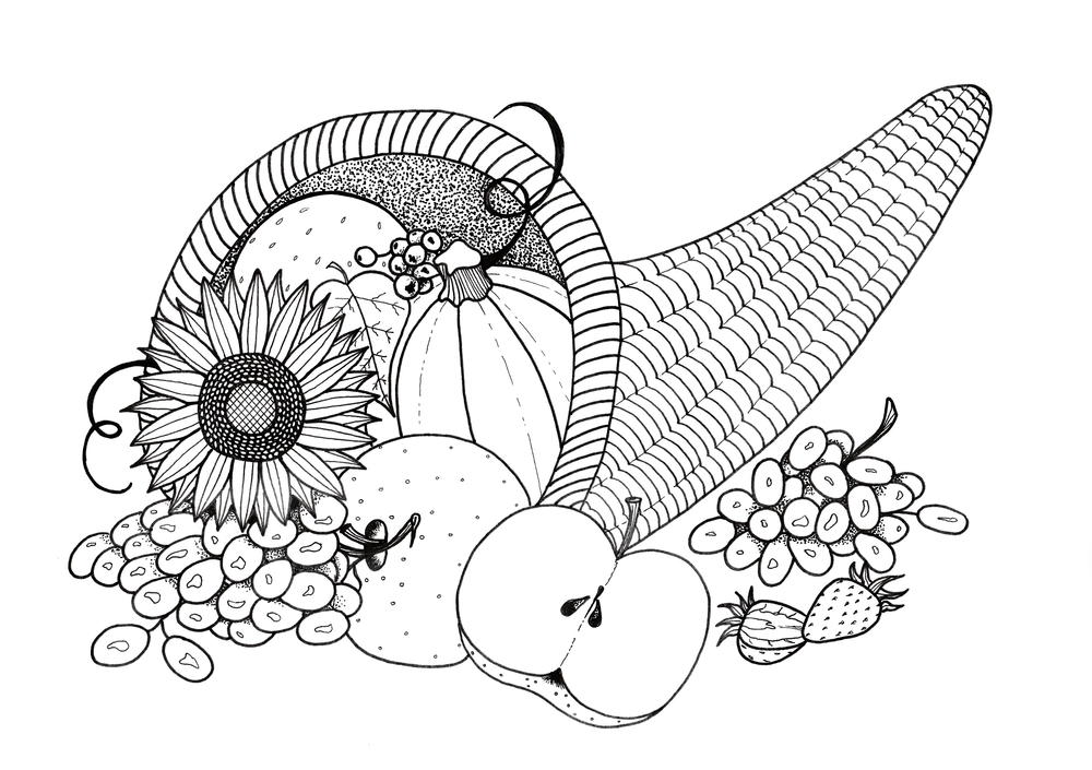 Plentiful cornucopia coloring page