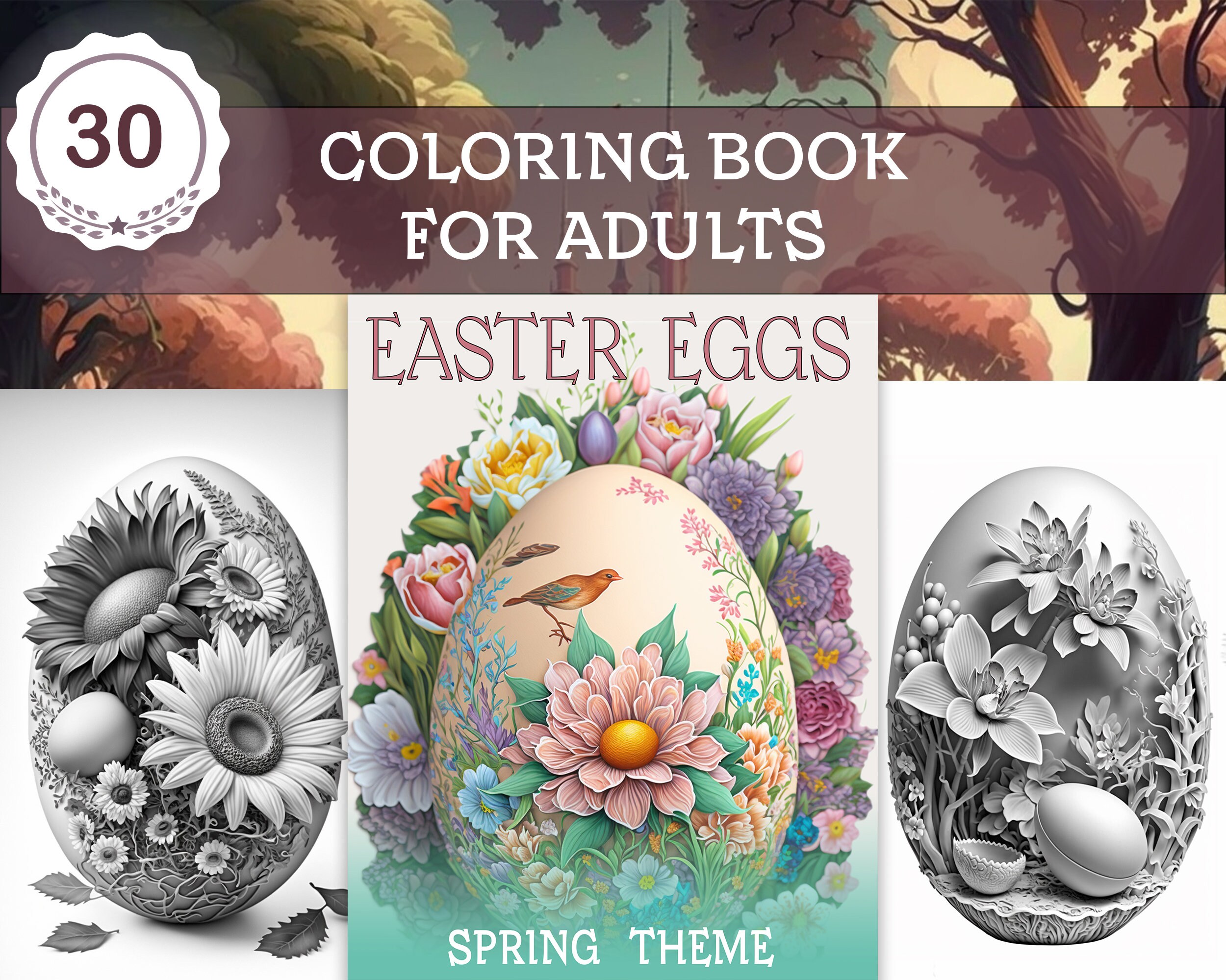 Libro para colorear de huevos de pascua florales pãginas