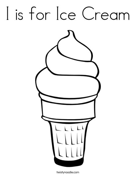 I is for ice cream coloring page