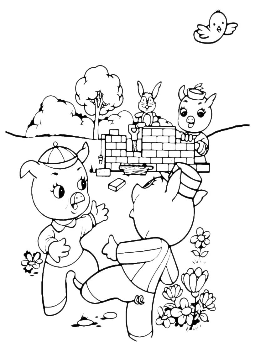 I tre porcellini da colorare â disegni da colorare