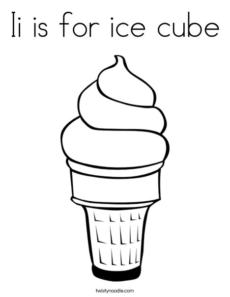 Ii is for ice cube coloring page