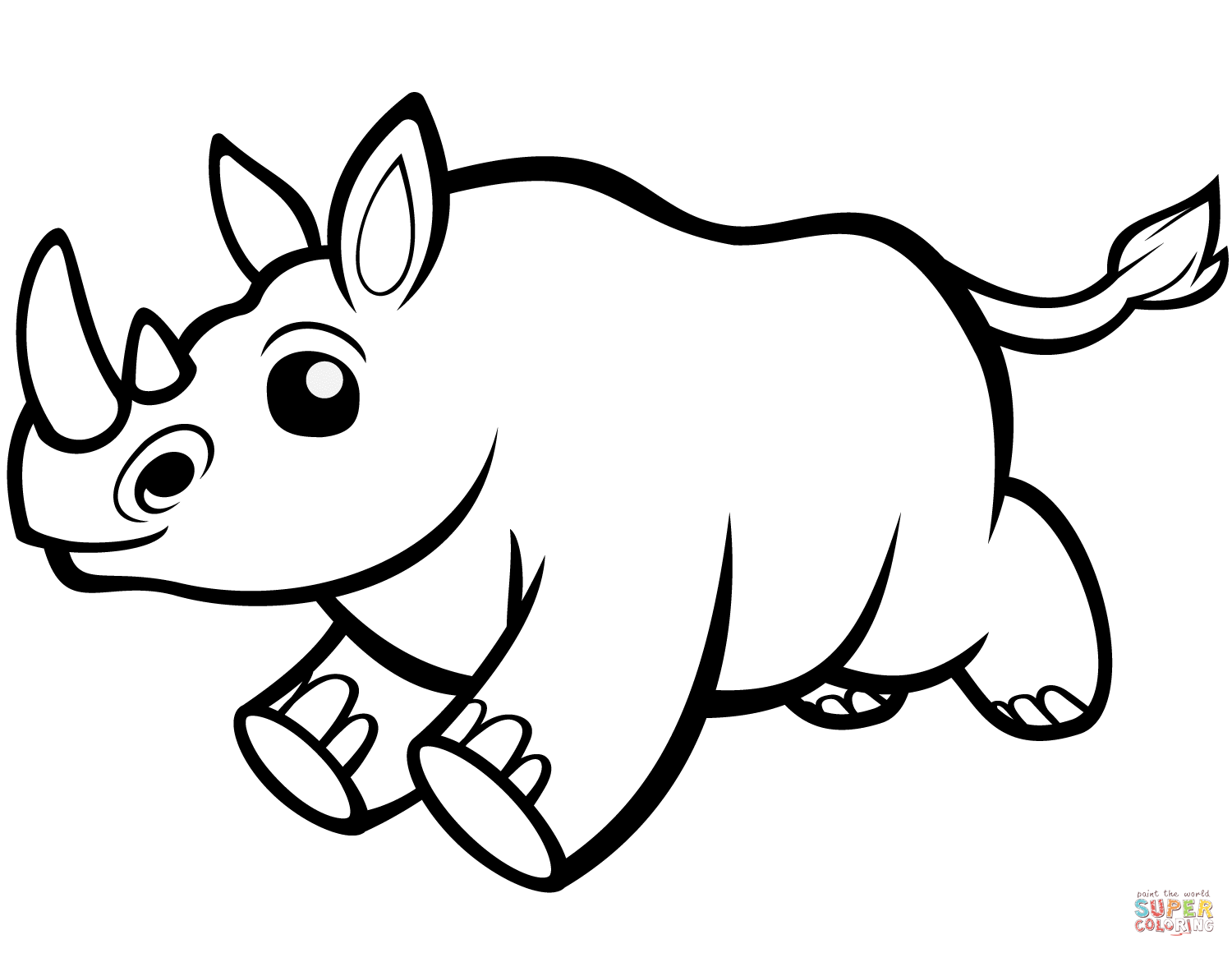 Dibujo de precioso rinoceronte bebã para colorear dibujos para colorear imprimir gratis