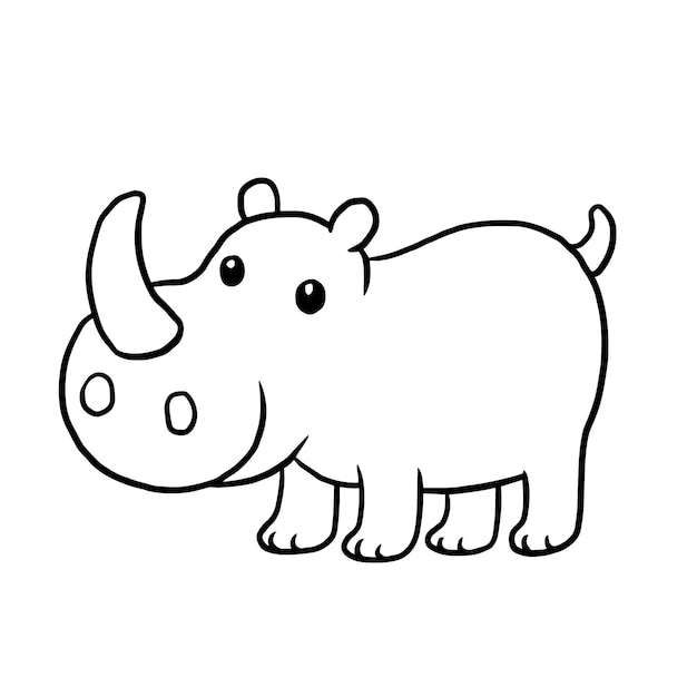 Premium vector rhinoceros cartoon animal cute kawaii doodle coloring page drawing