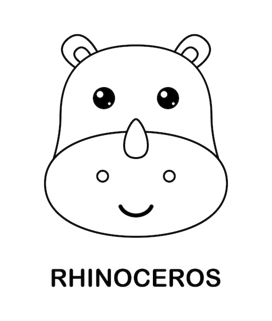 Premium vector coloring page with rhinoceros for kids