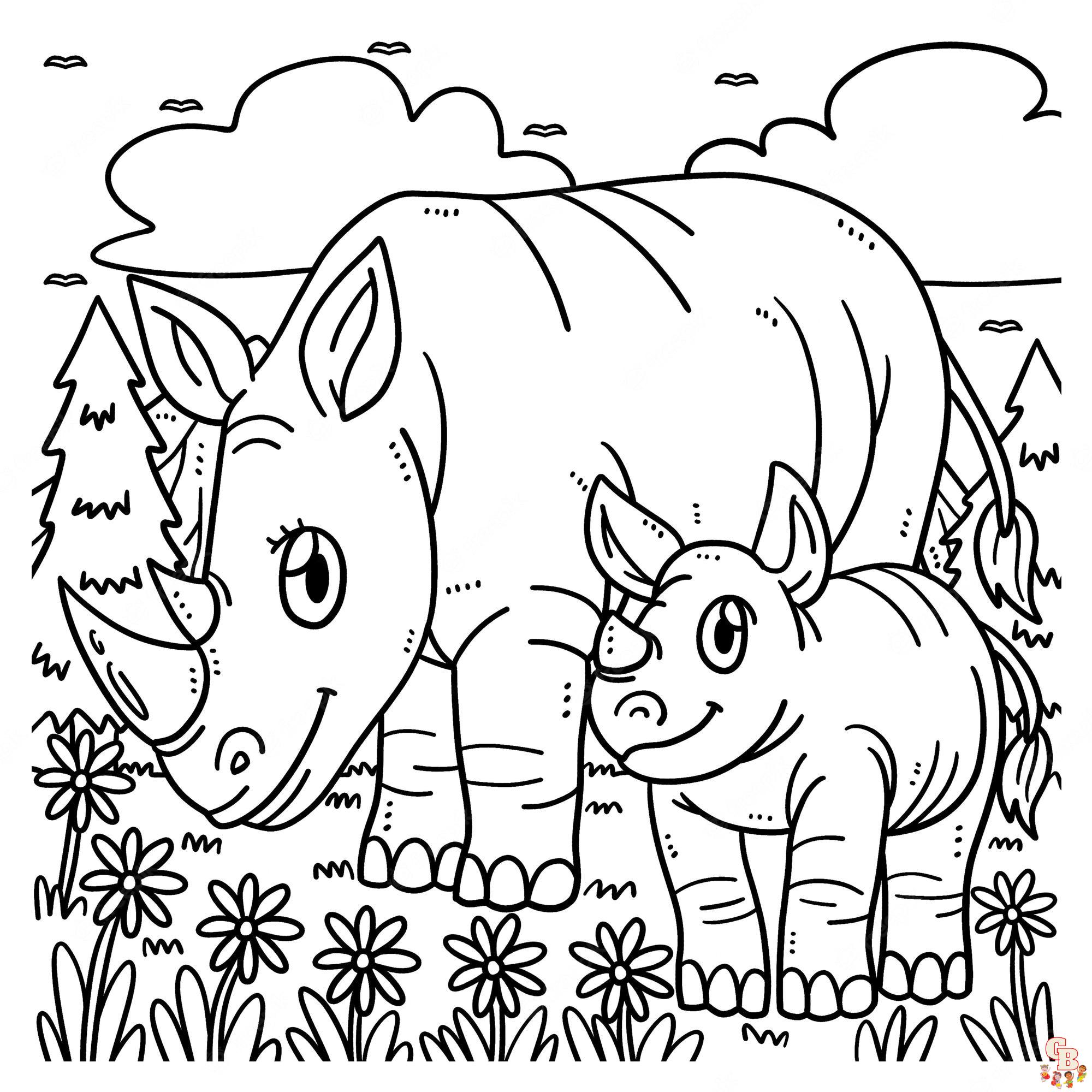 Rhino coloring pages