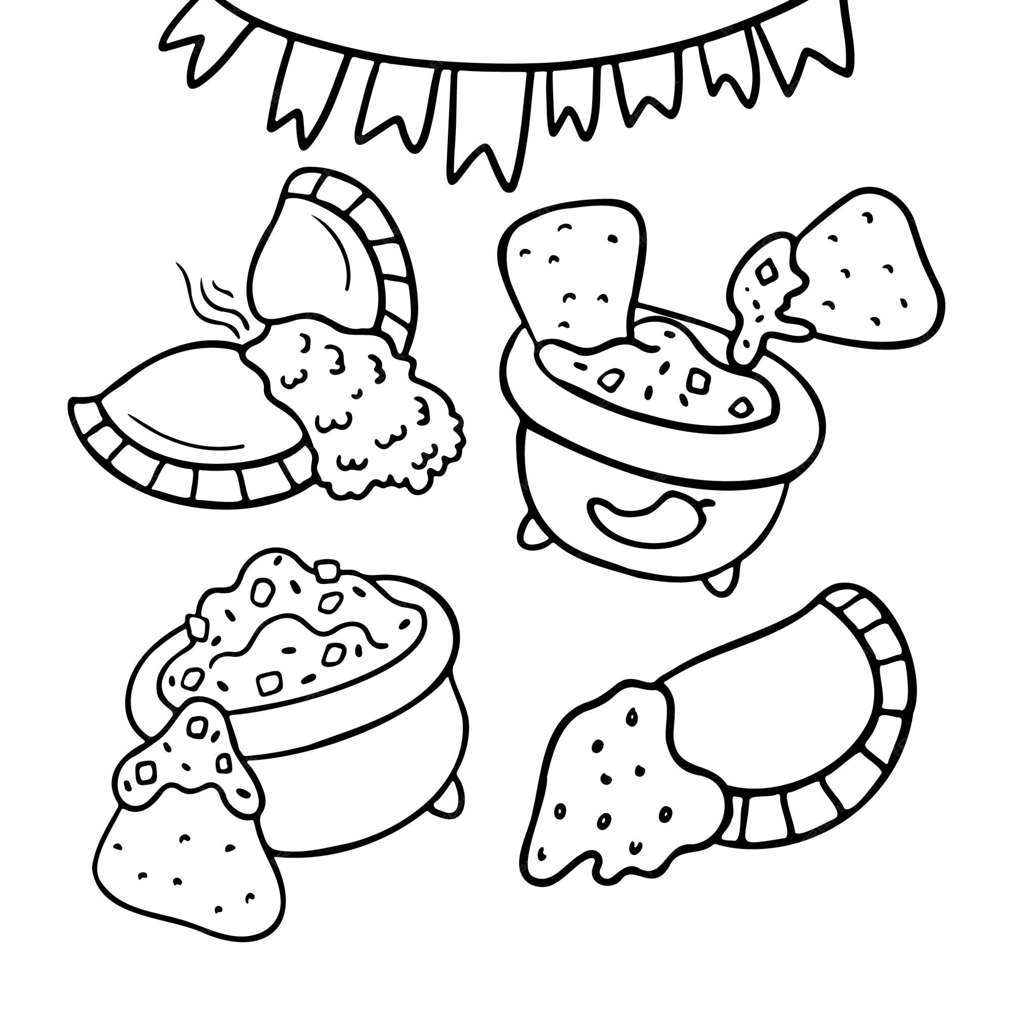 Premium vector mexican food coloring page
