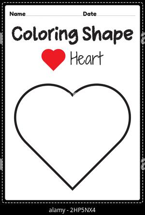 Pãgina para colorear el corazãn para niãos precolar de kindergarten y de montsori para practicar el dibujo de arte visual y actividad para colorear para darrollar creatividad enfoque imagen vector de stock