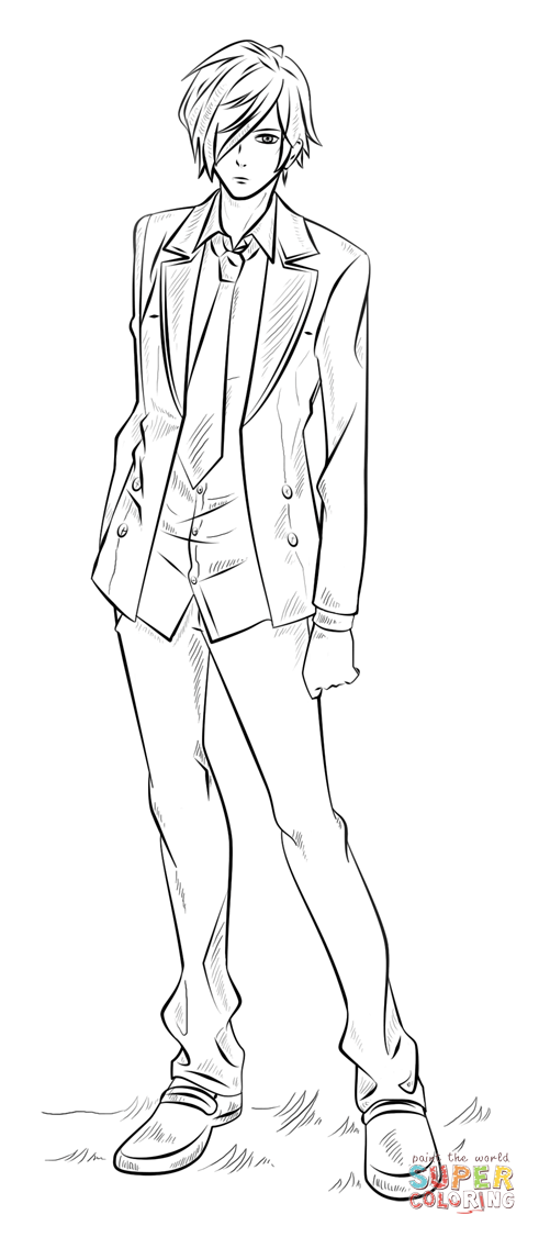 Anime boy coloring page free printable coloring pages