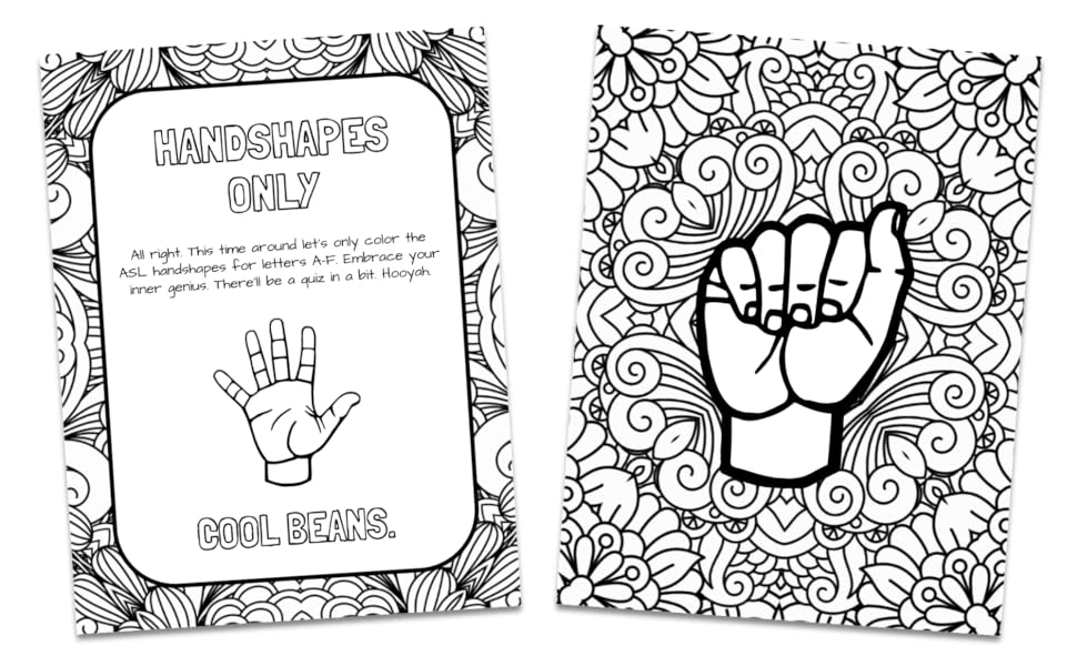 Asl alphabet adult coloring book learn the abcs in american sign language as you color like crazy asl alphabet activities with mandala designs as you color beautiful mandala designs