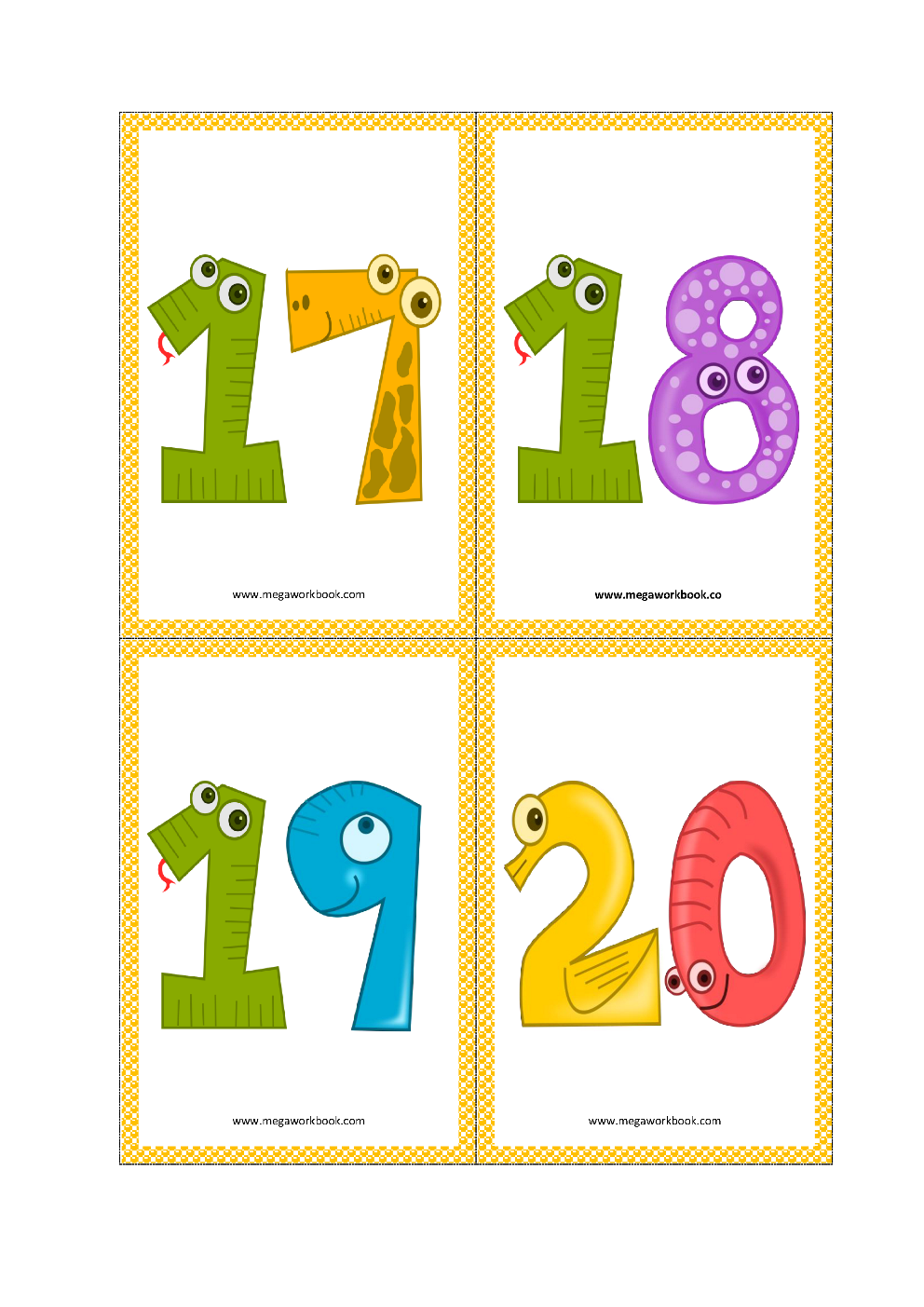 Number flashcards printable