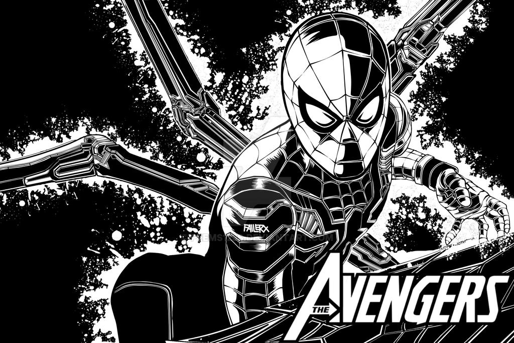 Line art iron spider avengersinfinity war by peemss on