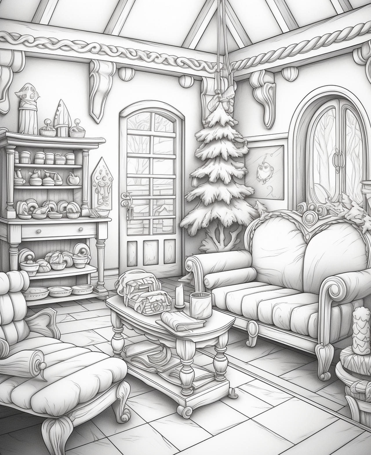 Candy houses coloring pages in premium quality by coloringbooksart on