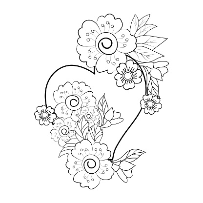 Ilustraciãn de dibujo de flores para colorear para adultos dibujos realistas de flores para colorear ilustraciãn vectorial floral vintage dibujo de contorno negro es perfecto para colorear pãginas o libros para niãos o adultos y mãs vectores libres