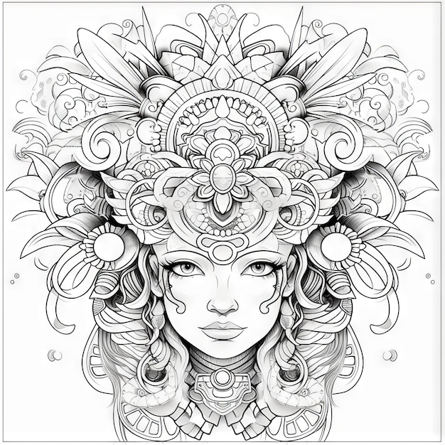 Libro para colorear de tilo de dibujo de dibujos animados realista moderno de foto premium