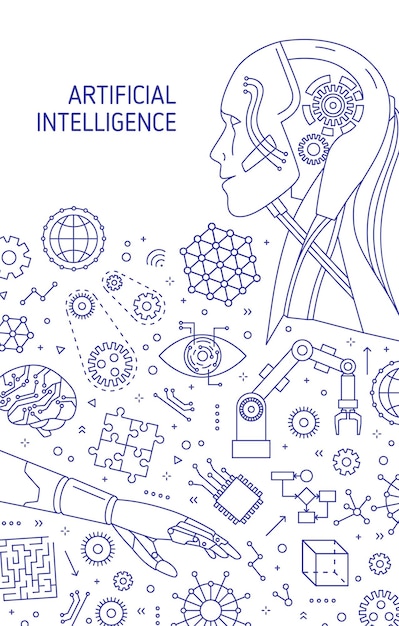 Vector e ilustracion de inteligencia artificial dibujo para dcargar gratis