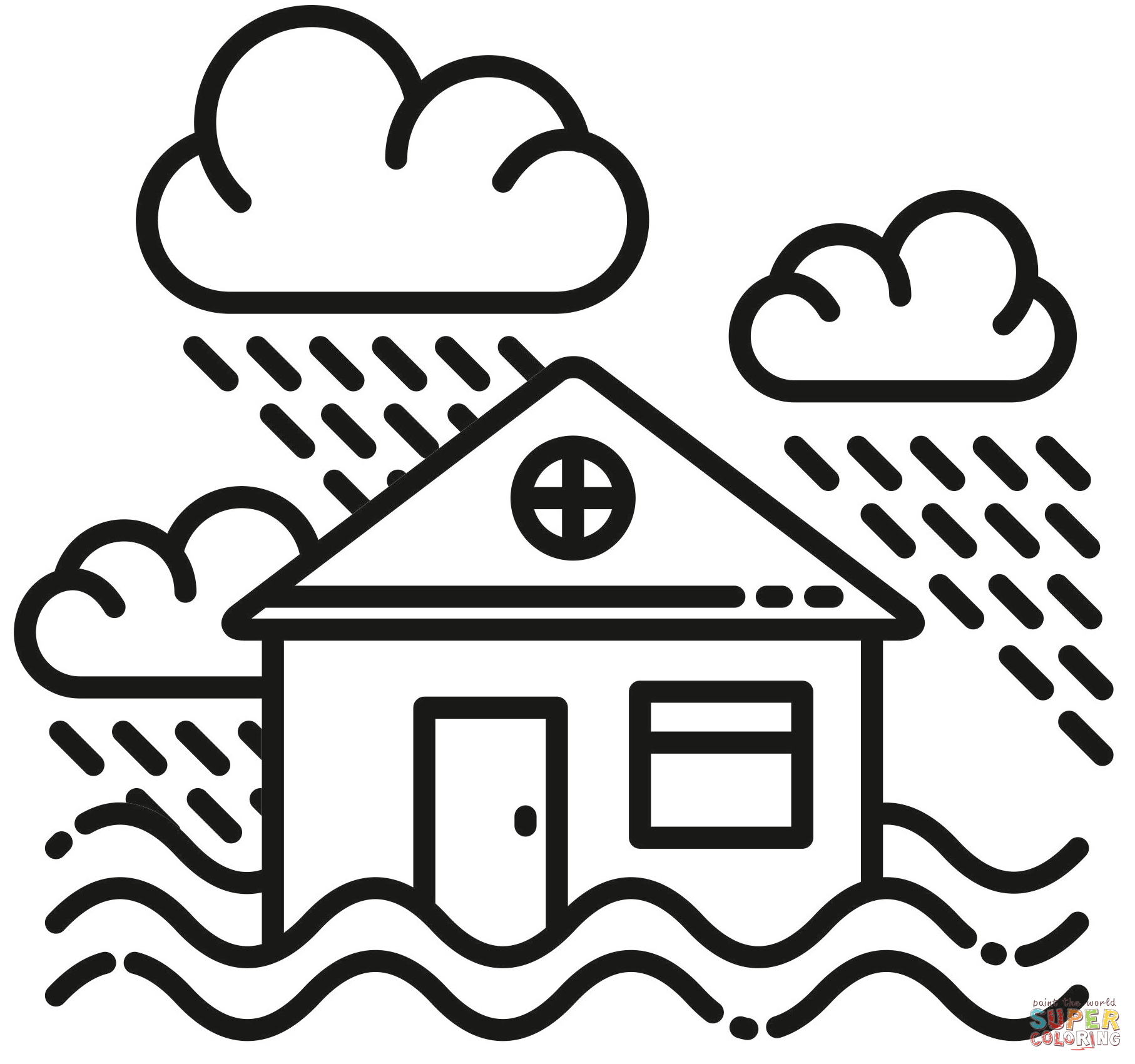 Flood coloring page free printable coloring pages