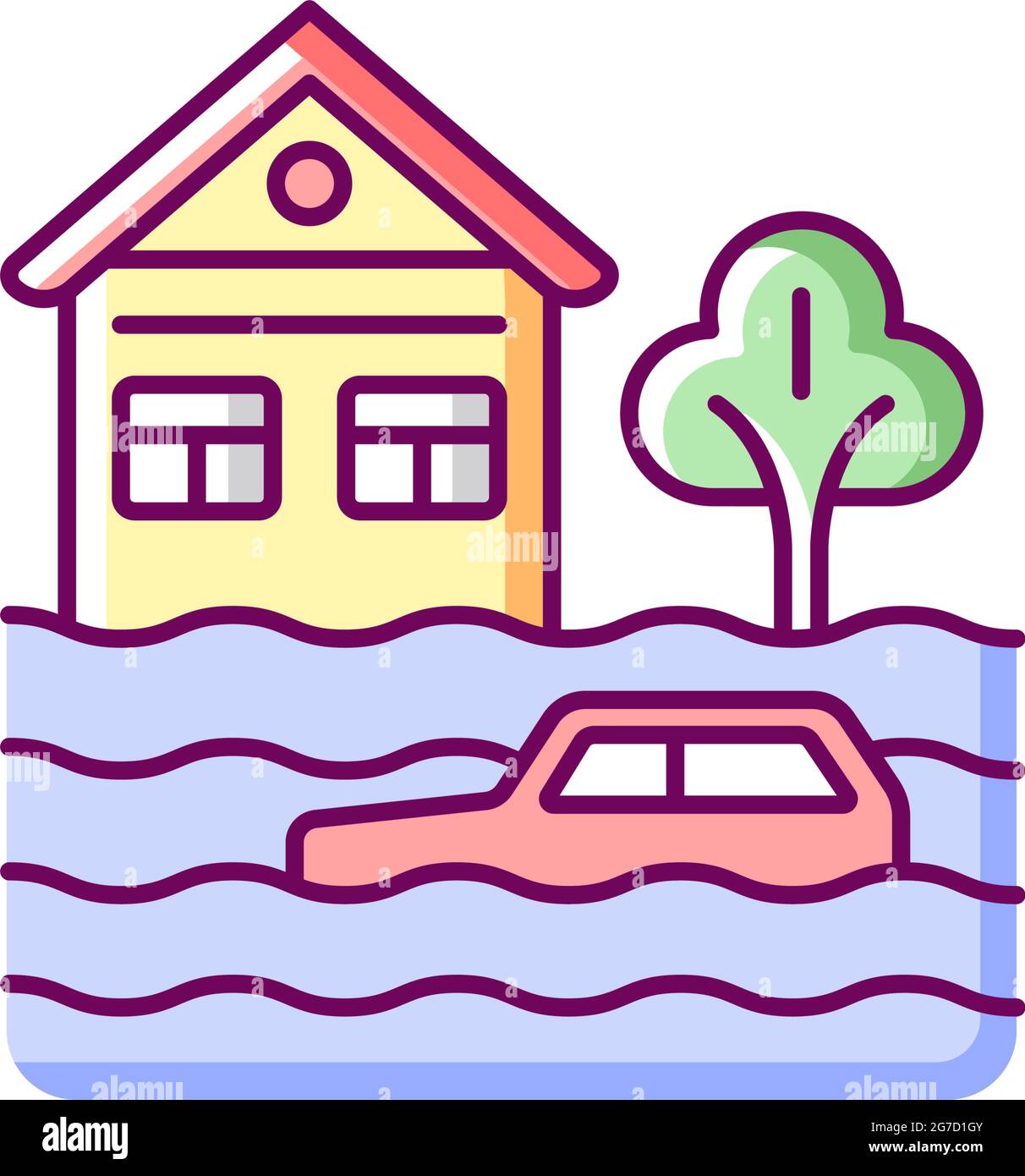 Floods rgb color icon stock vector image art