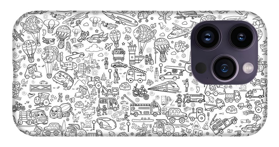 Line art illustration printable coloring pages for children poster transport iphone pro max case by olha zolotnyk