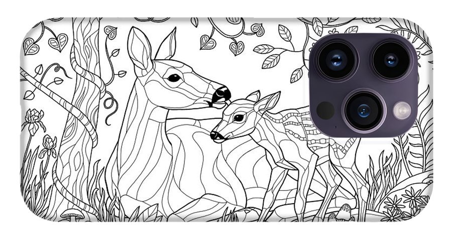 Deer fantasy forest coloring page iphone pro max case by crista forest