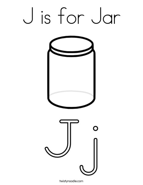 J is for jar coloring page