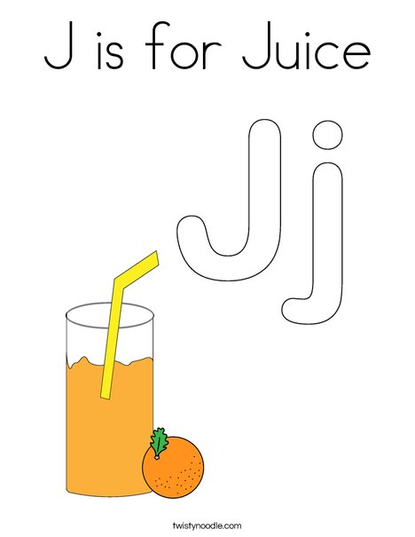 J is for juice coloring page