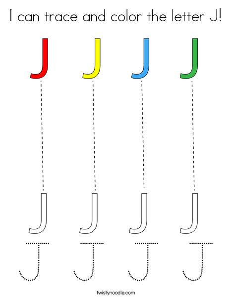 I can trace and color the letter j coloring page
