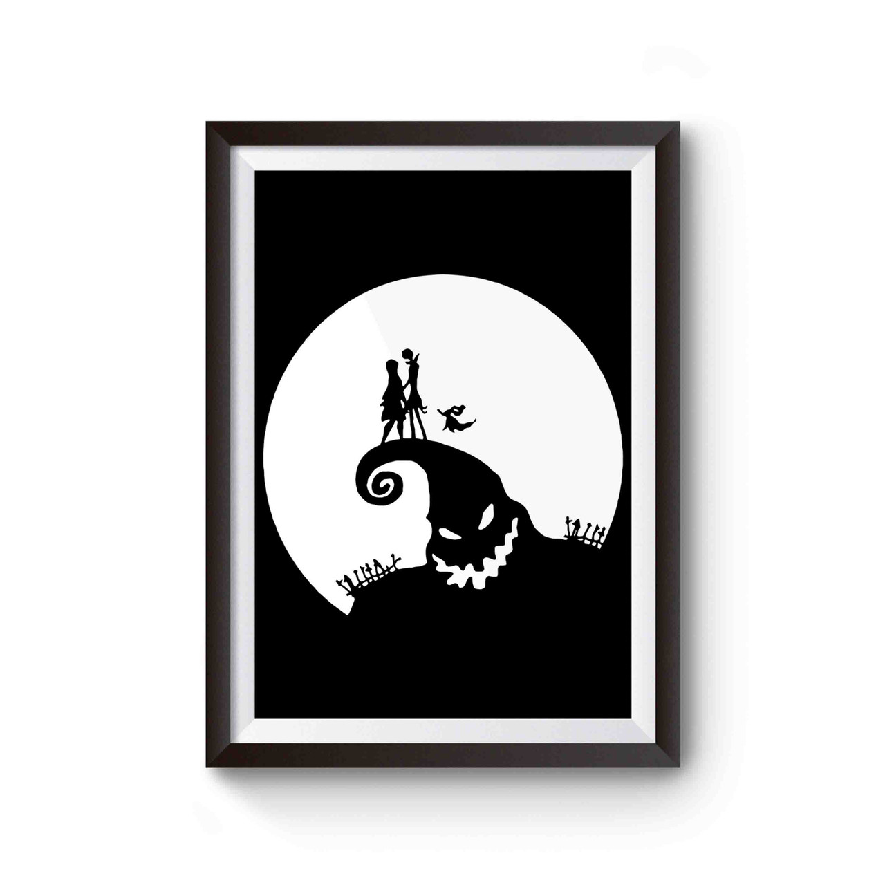 Nightmare before christmas jack and sally silhouette poster