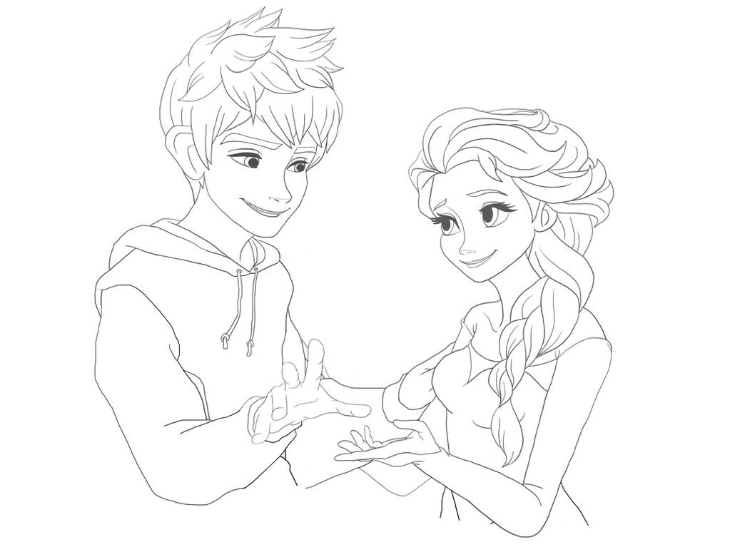 Jack frost and elsa line art by high