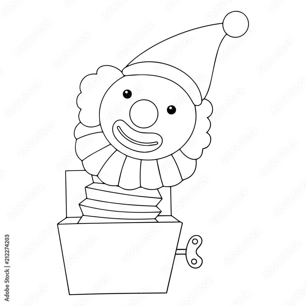 Jack in the box cartoon illustration isolated on white background for children color book vector