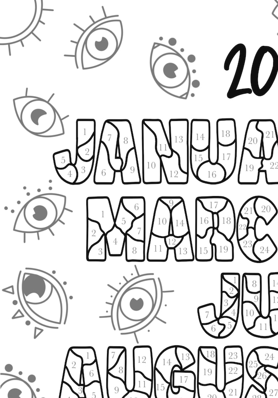Coloring workout calendar evil eye