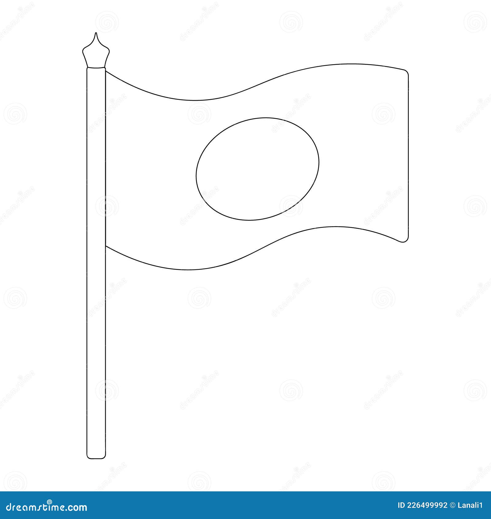 Japan flag sketch vector illustration coloring book for children cloth fabric with a circular disc in the center stock vector