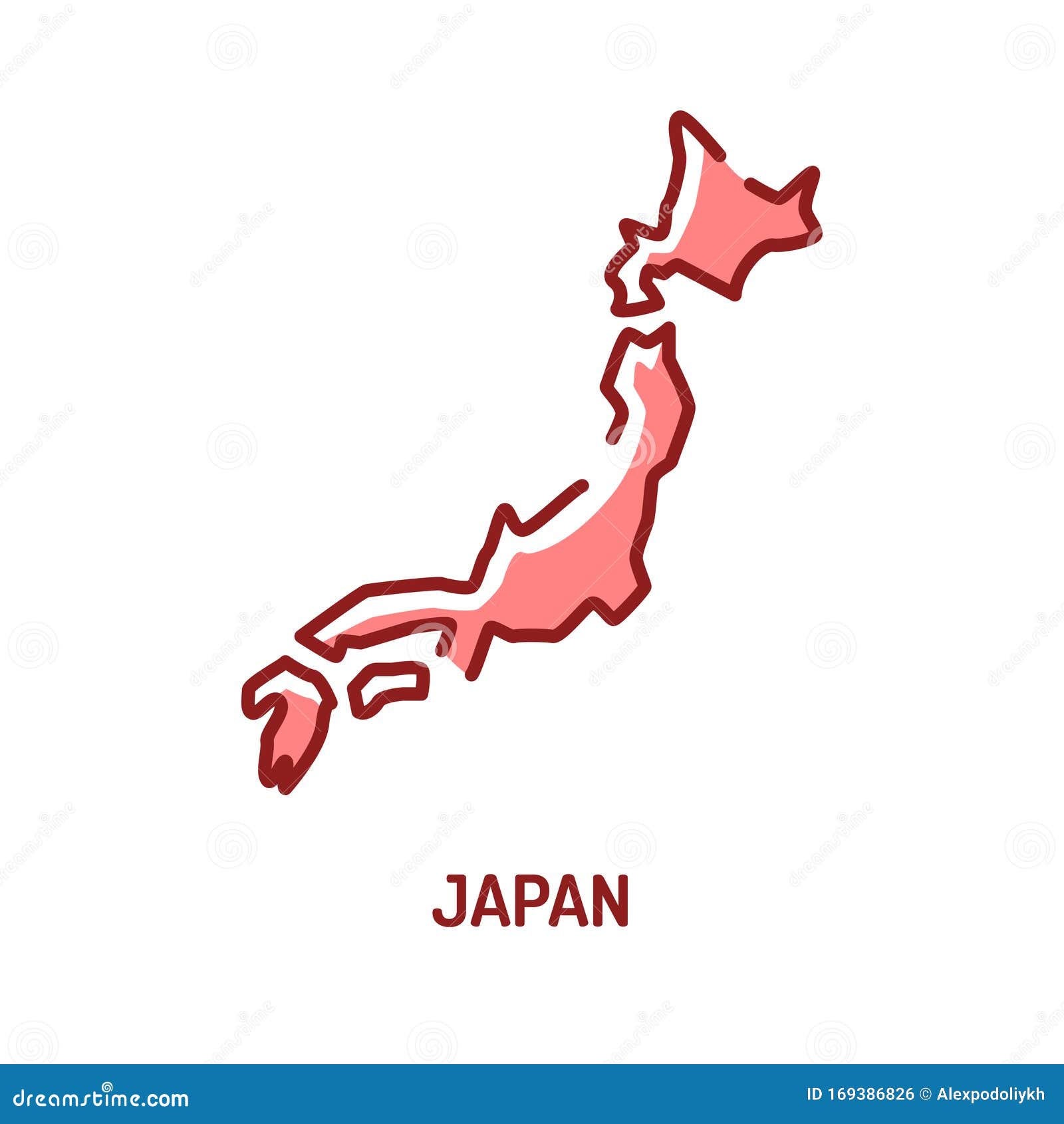 Japan map color line icon border of the country pictogram for web page mobile app promo ui ux gui design element editable stock illustration