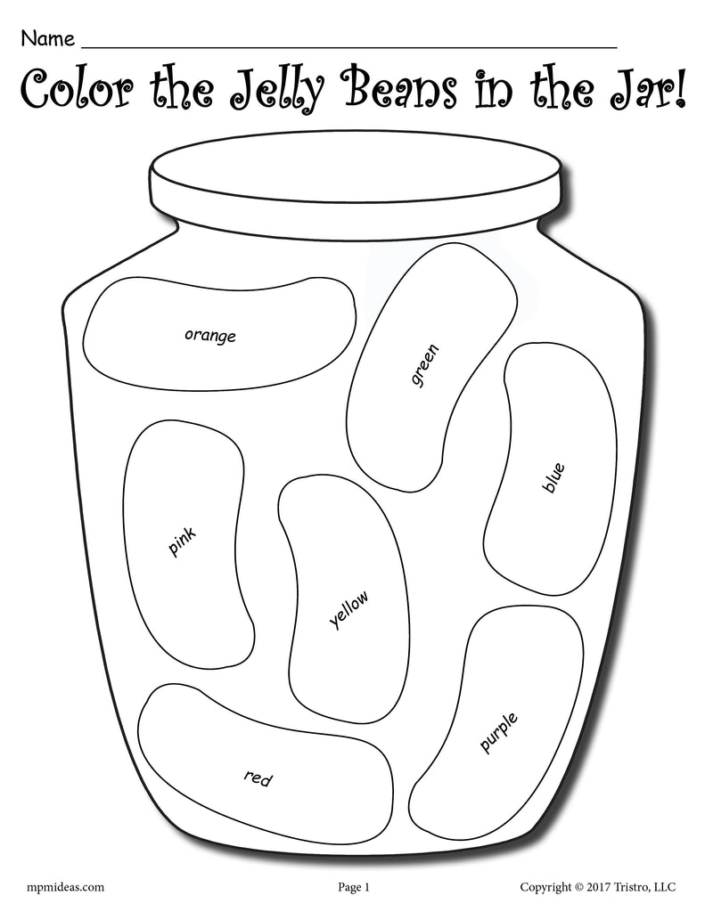 Color the jelly beans color and tally printable worksheets â