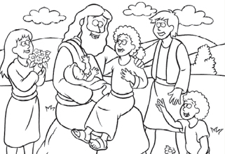 Free coloring page jesus and the children