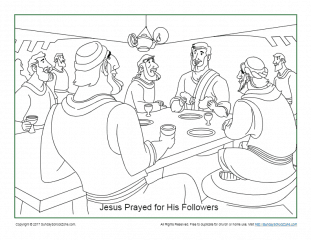 Jesus prayed for his disciples coloring page on sunday school zone