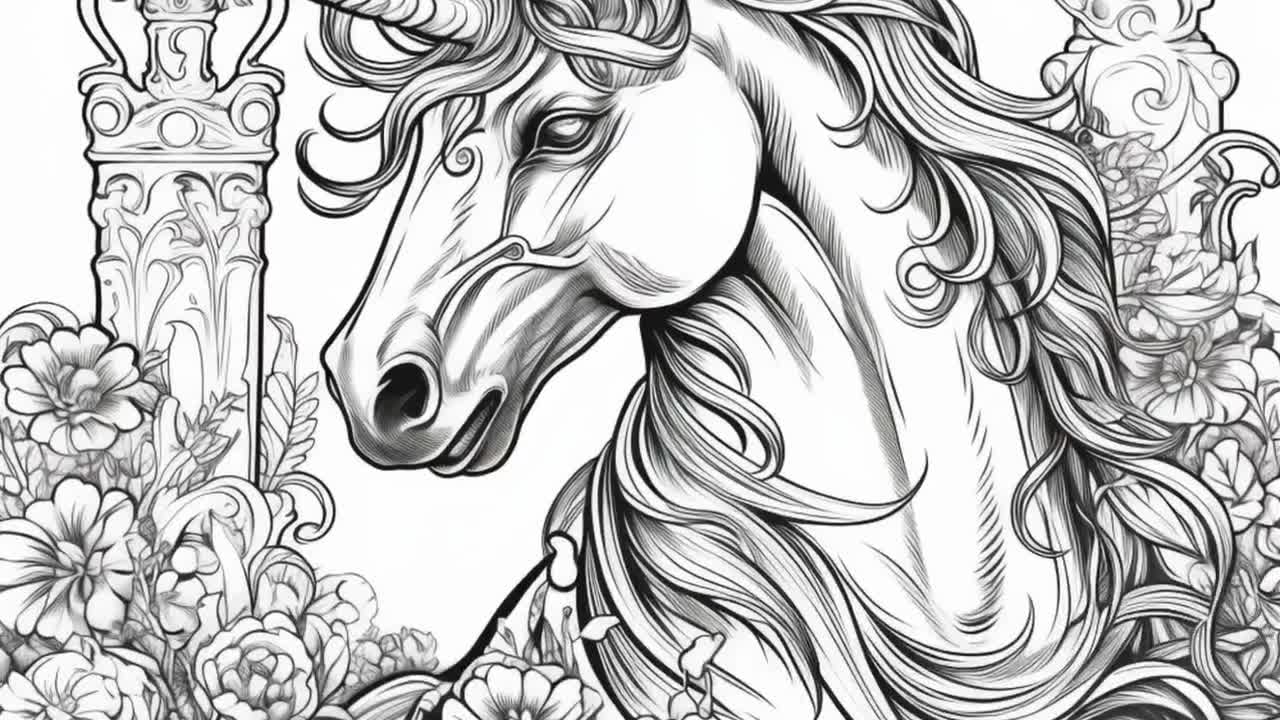 Printable unicorn coloring pages for kids and adults digital download pdf