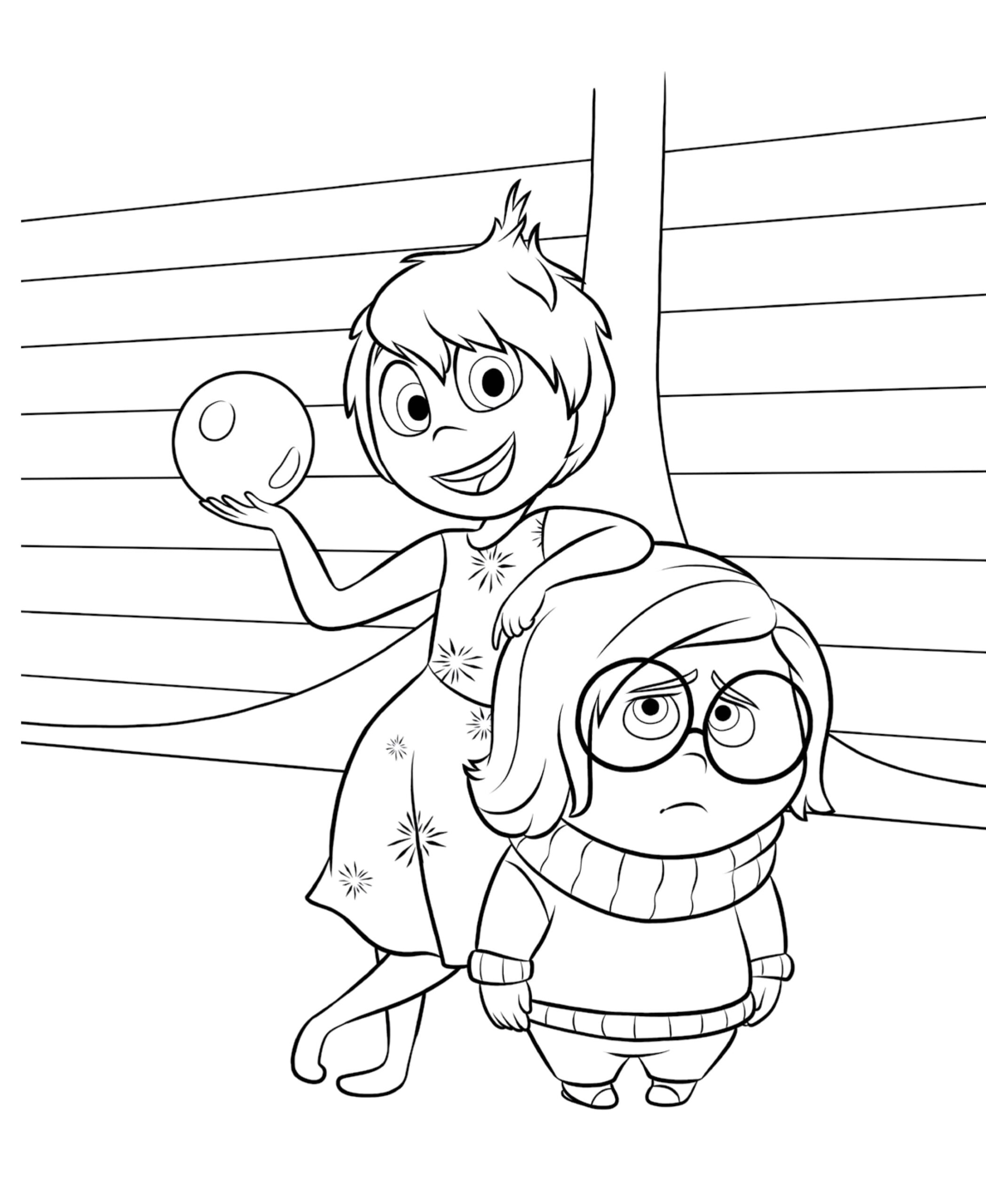 Joy and sadness image coloring page