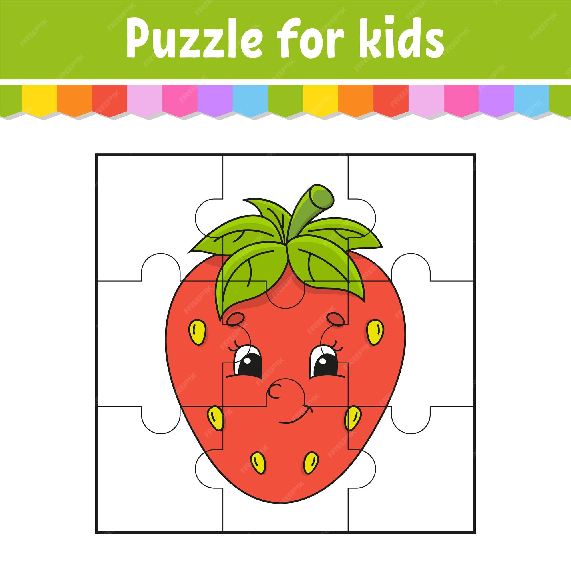 Juego de rompecabezas para niãos berry fra piezas de rompecabezas hoja de trabajo de color pãgina de actividad vector premium