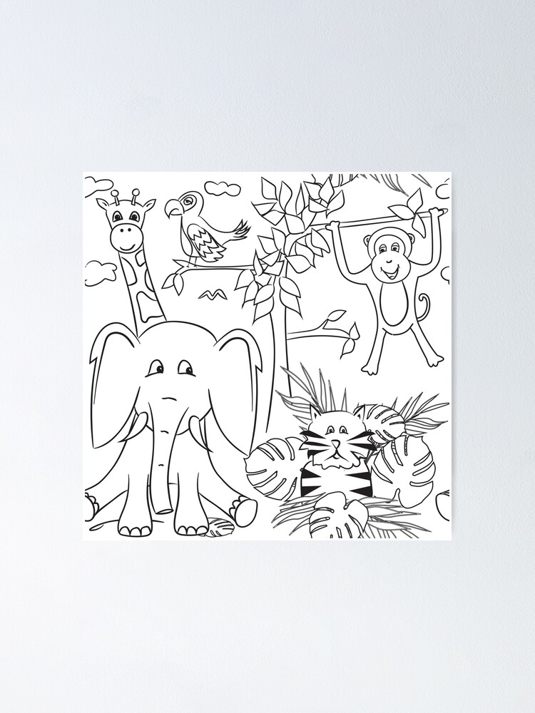 Jungle animals illustration poster for sale by whyitsme
