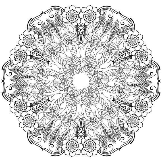 Tropical jungle mandala adult coloring pages instant download