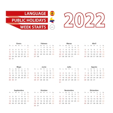 Premium vector calendar in spanish language with public holidays the country of colombia in year