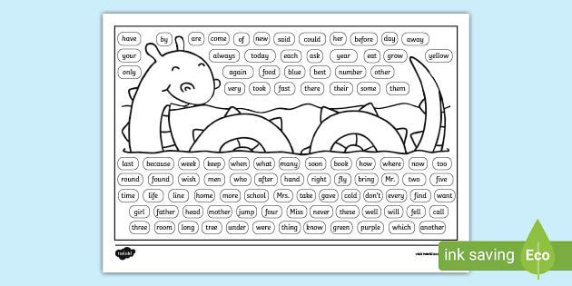 Active literacy stage words colouring