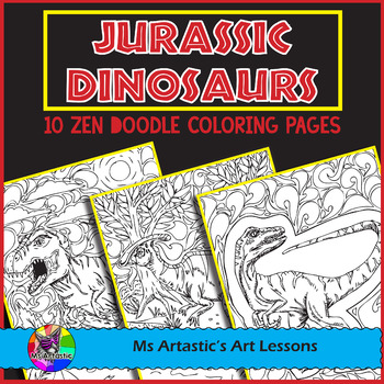 Jurassic dinosaurs coloring pages zen doodle coloring sheets activity