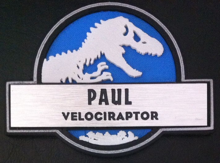 Jurassic world badge part add your own name mbyww by paulelderdesign