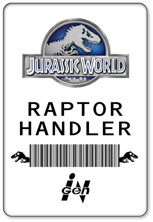 Name badge halloween costume prop raptor handler jurassic world magnetic back