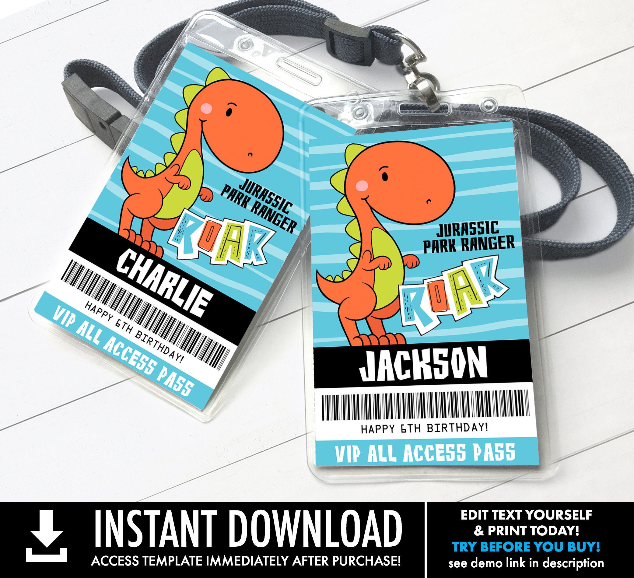 Dinosaur party vip badge