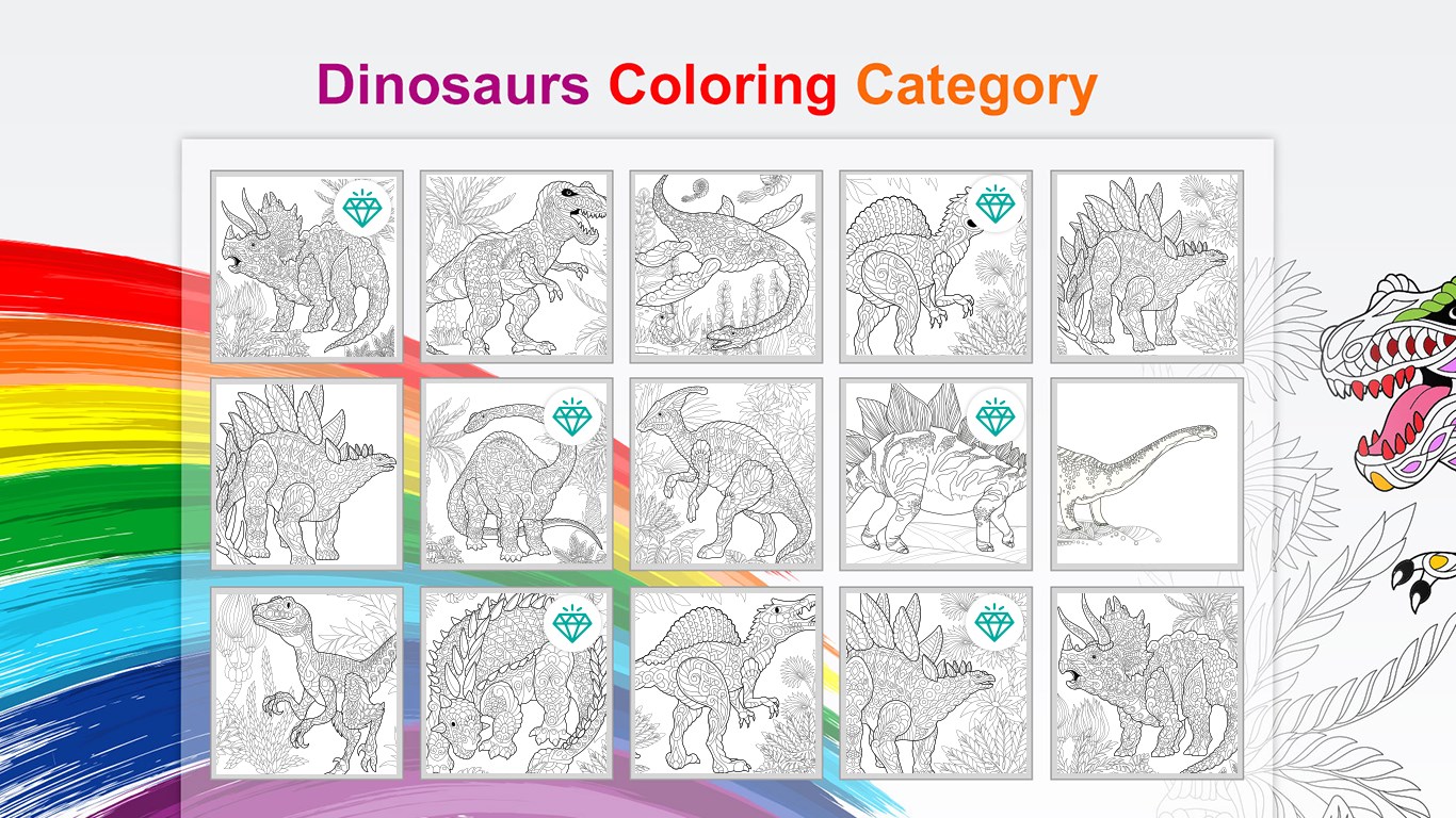Dinosaurs coloring book for adults and kids