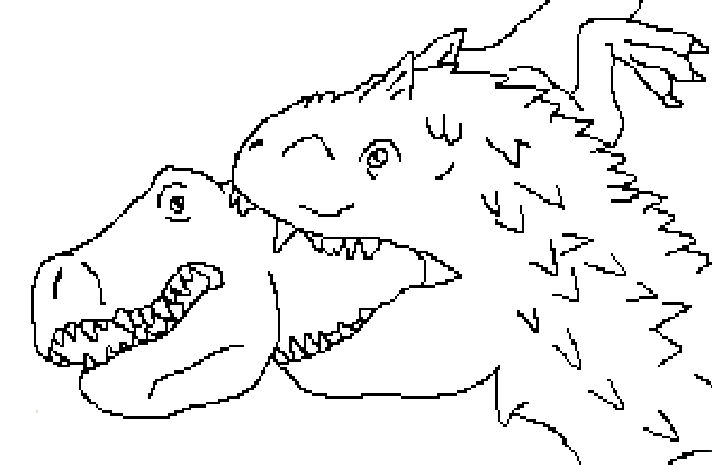 Indominus rex vs tyrannosaurus rex lineart by blizzardhaze on